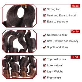 Xtrend 22 Inch Pre Stretched Bouncy Loose Wavy Braiding Hair 8 Packs Ombre Dark Brown French Curly Braiding Hair Synthetic Crochet Braids Hair for Box Braids Hair Extension for Women (22 Inches, T30#)
