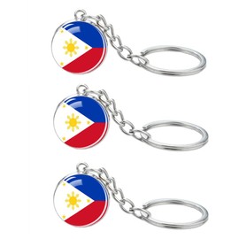 LLBFHH 3 Pcs Philippines Flag Key Chain,Cool Keychain for Car Keys, Stainless Steel Keyrings & Keychains,Used for Home Decoration, Jewelry Hanging Decorations., Philippines, 0.1