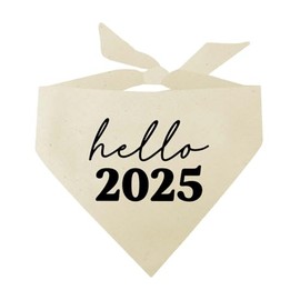 Hello 2025 New Year Dog Bandana (Natural, OS 1170)