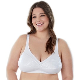 Bestform Womens Casual Value, 9706233 Cotton Fleece Lined Bra, Wirefree Full Coverage Bra, White, 44C US