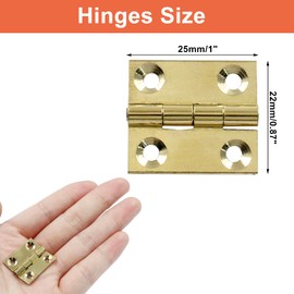 Piutouyar 8 Pack Butt Hinge 1 Inch Mini Hinges Solid Brass Hinges Small Cabinet Hinges Folding Craft Hinges with Mounting Screws for Boxes Gate Drawer