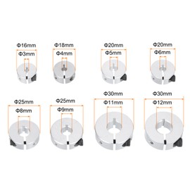 sourcing map 8pcs Single Split Shaft Collar Set 3mm 4mm 5mm 6mm 8mm 9mm 11mm 12mm Bore Drill Stop Collar Set, Aluminum Alloy Set Screw Split Clamping Collars