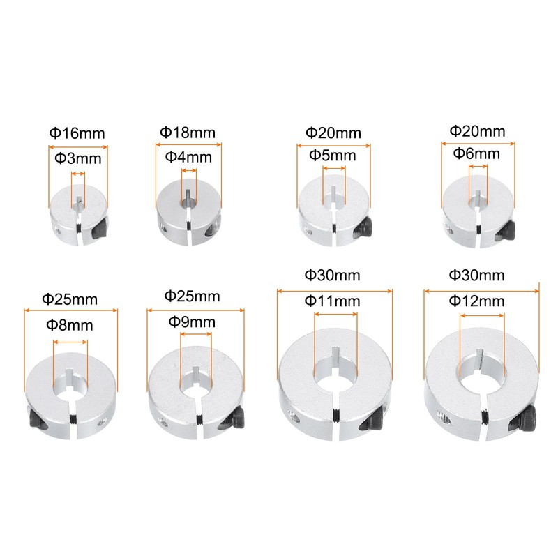 sourcing map 8pcs Single Split Shaft Collar Set 3mm 4mm