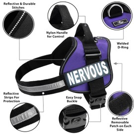 Doggie Stylz Dog Harness with Removable Patches and Reflective Trim. Dog Vest Comes with 2 Nervous Reflective Hook and Loop Patches. Measure Dogs Girth Before Purchase (Girth 12"- 16" Purple)