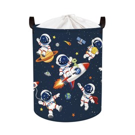 Space Rockets Laundry Hamper Cartoon Astronaut Large Storage Basket Planet Collapsible Parents Organizer Boys Clothes Toy Bins for Bedroom, Bathroom, Alien, 63L