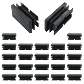 Waziaqoc 24 PCS 1.57 x 0.79 Inch Rectangular Tube Plug, 40 x 20 mm Plastic Chair Leg Caps, Black Furniture End Caps Insert for Chair, Desk, Tube