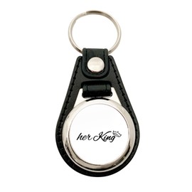 HUURAA Keyring Her King Crown Pendant with Motif Wedding Gift Idea for Friends and Family, Metal with faux leather