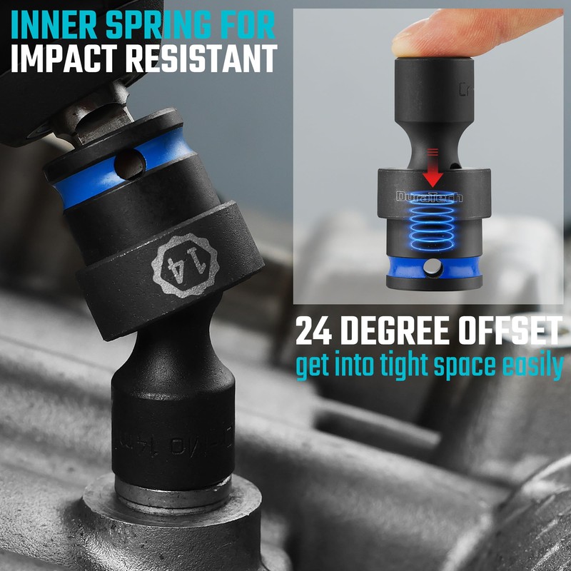 DURATECH 3/8" Drive Impact Universal Joint Socket Set, Swivel Socket