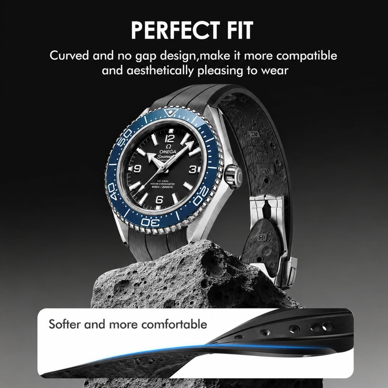 REBANDACE Strap for Omega Seamaster 43.5mm Watch,Deployment Clasp Lunar Soil