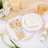 Hioasis 350PCS White and Gold Plastic Plates & Gold Plastic