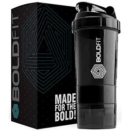 Boldfit Spider Gym Shaker Bottle, Shakers for Protein Shake with 2 Storage Compartment Gym protein shaker for workout (High Density Polyethylene, Pack of 1, Black)