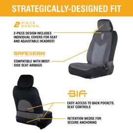 Browning Universal Front and Bench Seat Covers, Water Resistant for Car, Truck, and SUV, Chevron (Heather Black)