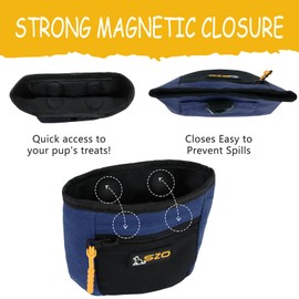 SZO Dog Treat Pouch with Pet Training Clicker, Dog Training Treat Pouch with Waist Belt Clip, Magnetic Closure, Hands-Free Training - Black&Purple