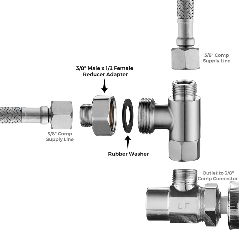 Water Line Adapter, 4 PCS Pipe Fittings in 1/2" Female