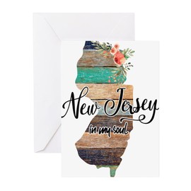 CafePress New Jersey Map Greeting Cards Folded Greeting Cards (10-pack) Matte