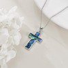 YFN Cross Necklace for Women Men Sterling Silver Abalone Flower