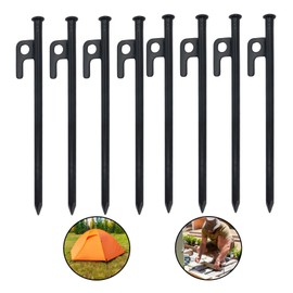 Molyorch Pack of 8 Tent Pegs with Hooks and Hole, Metal Pegs, Tent Awning Tent, Camping Tent Pegs, Steel Tent Pegs, for Marquee, Camping Accessories, Garden Fixing