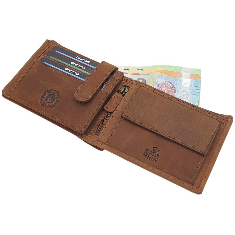 myledershop Genuine Buffalo Full Leather Farmer Wallet / Purse /