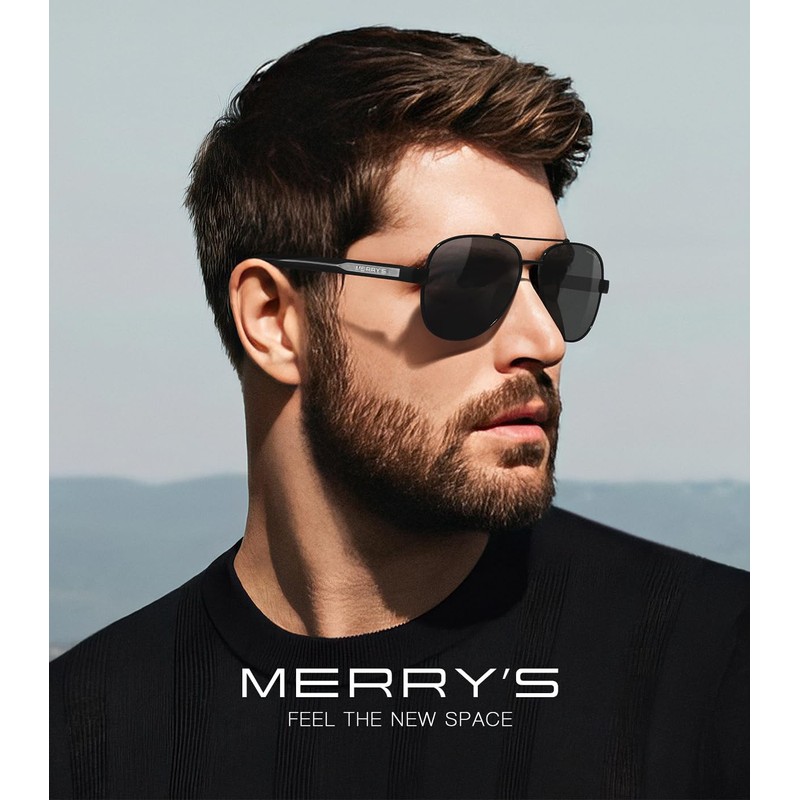 MERRY'S Aviator Sunglasses for Men Women Polarized Shades Acetate Temple