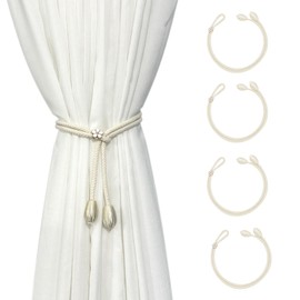 FOSDICK 4pcs Curtain Tiebacks, Curtain Holdbacks for Curtains, Curtain Rope Buckle, Hand Knitted Cotton Curtains Tiebacks, Curtain Holders, Tiebacks for Curtains, Curtain Holder