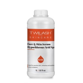 TWILASH BY DLY Hypochlorous Acid Spray 1L Refill | HOCl Face & Skin Cleanser | Facial Mist, Acne & Eczema Relief, Tattoo & Piercing Aftercare | Eyelid & Lash Cleanser | Alcohol-Free pH-Balanced Toner
