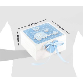 Mousehouse Gifts - Wooden Memory Chest for Babies - Blue Elephant