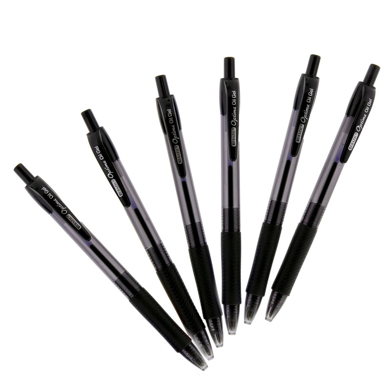 BAZIC Oil Gel Ink Retractable Pen Optima Black Color, 0.7