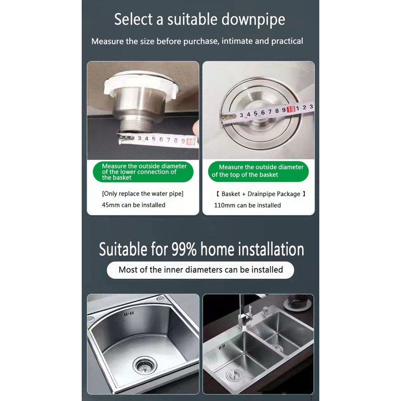 Kitchen Double Sink Downpipe Fittings, Stainless Steel | Sink Set