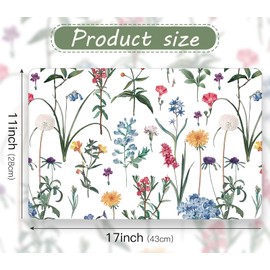 WRAPAHOLIC 50 Sheets Wildflower Floral Garden Paper Place Mats - 11 x 17 Inch Disposable Placemat White Floral Decorative Paper Table Mats for Dinner Table Setting Party Supplies