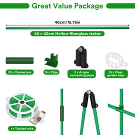 Tetutor 40 Packs Garden Stakes, Fiberglass Tomato Stakes, DIY 3ft 4ft 5ft 6ft 7ft Sturdy Plant Stakes for Indoor Outdoor Plants, Plant Sticks Supports for Tomato,Vegetables Gardening Supplies