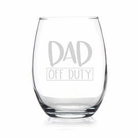 YmeerGifts Dad Off Duty Stemless Wine Glass - First Time Father Gifts - New Father Gifts - Gender Reveal Gift For Daddy - Best Gift For Expecting Father - Funny Father's Day Gifts, 15oz, Transparent