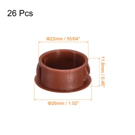 QUARKZMAN 22mm (55/64") Plastic Hole Plugs, Pack of 26 Flat Round Insert Fasteners for Closing Furniture, Red End Caps