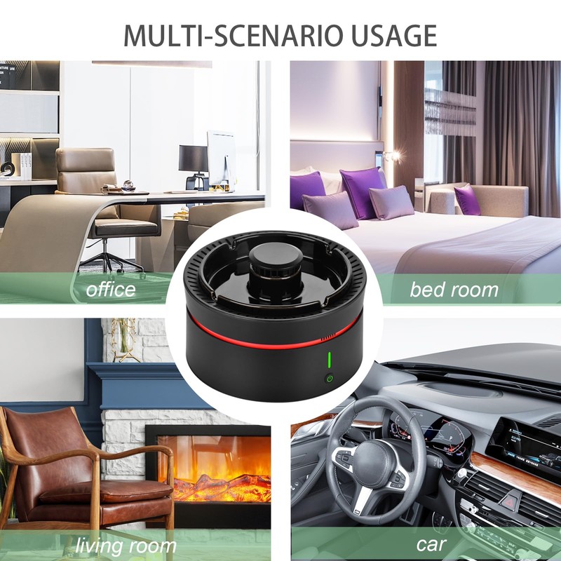 YOWOMTA Smokeless Ashtray Indoor,Multifunctional Air Purifier Ashtray with Filter,Smoke Eaters