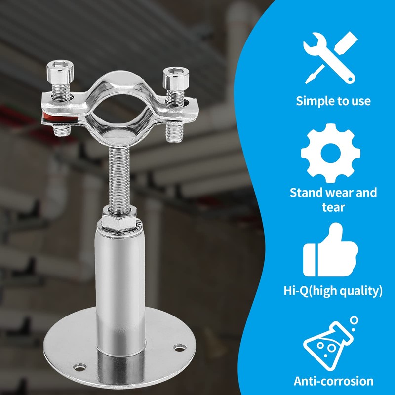 Kyuionty 2 Pcs Wall Mount Ceiling Mount Pipe Support, Stainless