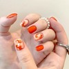 Red Press on Nails Short Square Fake Nails Cute Goldfish