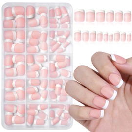 Bellelfin 150Pcs French Tip Press on Nails Short Square French Fake Nails Full Cover Matte Jelly False Nails Acrylic French Nails Press on for Women Girls
