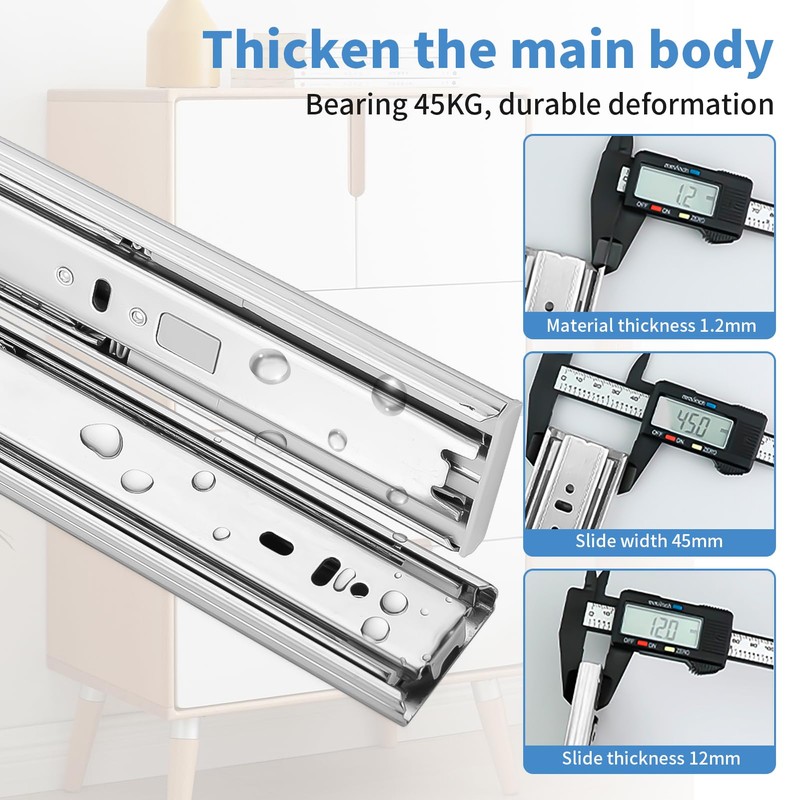 22 inch Drawer Slides 4 Pairs (8pcs) Soft Self Close
