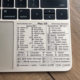 Synerlogic (Universal) Mac OS Reference Keyboard Shortcut Sticker, No-Residue Transparent Vinyl - for Any MacBook Air/Pro/iMac/Mini (Clear)