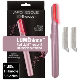JAPONESQUE SKINTherapy LumeBlade Facial Dermaplane Razor with Soothing, Red Light Therapy at the Blade, Includes 2 Replacement Blades