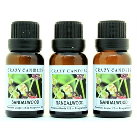 Crazy Candles Sandalwood 3 Bottles 1/2 FL Oz Each (15ml) Premium Grade Scented Fragrance Oil