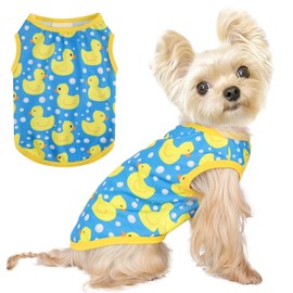 Dog Shirt Vest Dog Clothes for Small Dogs Boy Girl Stretchy Summer Puppy T-Shirts Soft Breathable Lightweight Puppy Sweatshirt Pet Cat Outfit (Blue Duck, Large)