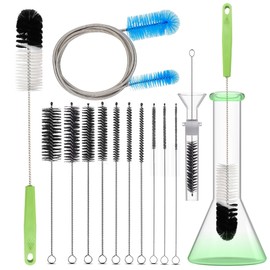 CUMFYHOUS-Set of 12 Tube Pipe Cleaners Brush Kit,Bottle Cleaning Brush,Bowl Cleaner,Long Straw Brush,17-inch Long Handle Brush,8.2-inch Different Diameters Brush,35-inch Flexible Double Ended Brush