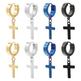 4 Pairs of Medical Stud Earrings, Titanium Women's Earrings Made of Surgical Steel, Simple Classic, Flatback Stud Earrings, Perfect for Helix, Tragus Cartilage, Hypoallergenic, Unisex, Faux Leather