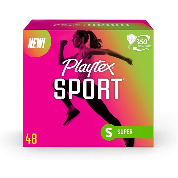 Playtex Sport Tampons Super Absorbency, White, Unscented, 48 Count