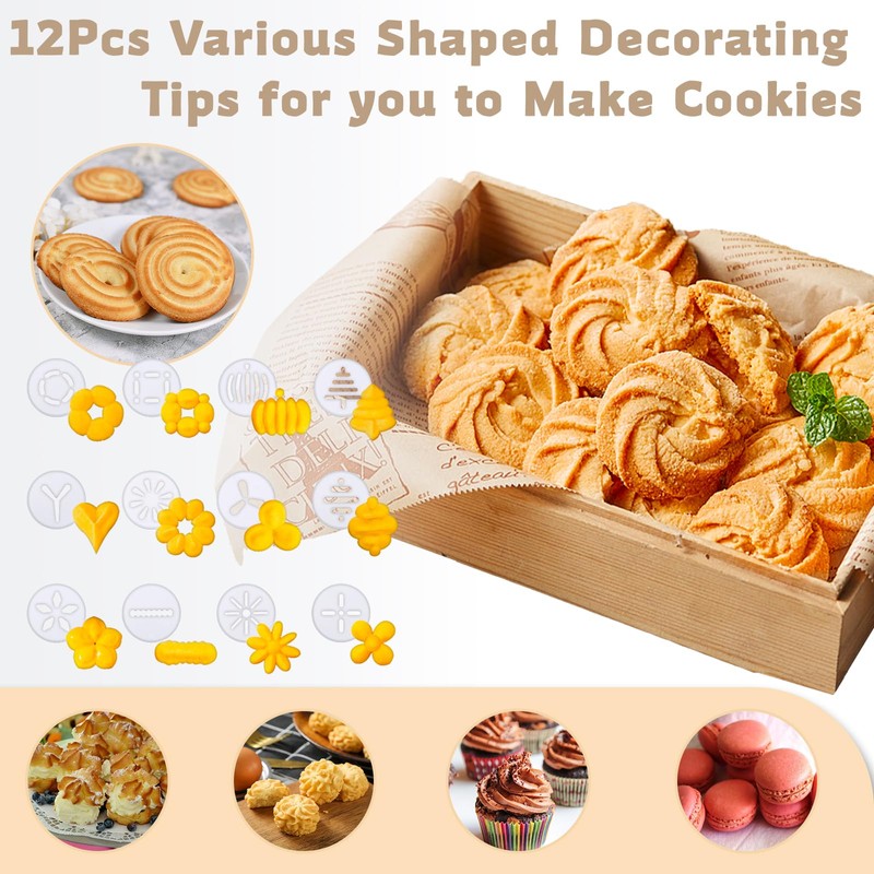 MAJCL Spritz Cookie Press Gun with 12 Discs & 6