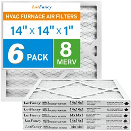 LotFancy 14x14x1 Air Filter 6-Pack | MERV8 Pleated HVAC Furnace Filters for AC & Heating Systems | 13.75"x13.75"x0.75" Actual Size | Compatible with 14x14x1 (4/6 Pack, MERV8/11/13 Options)