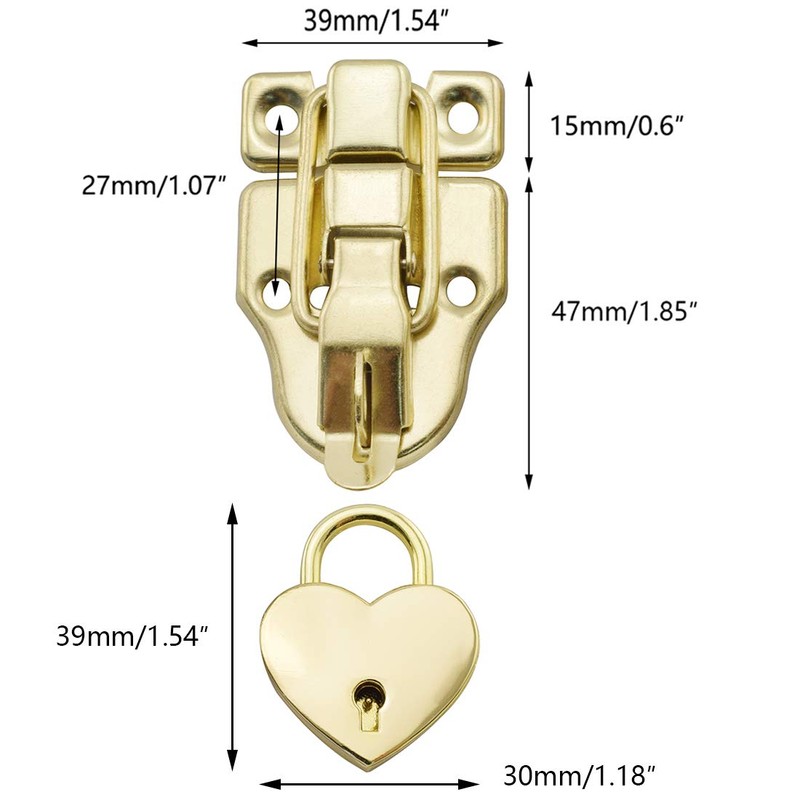 SDTC Tech Antique Cabinet Duckbilled Toggle Hasp Latch and Heart-Shaped