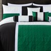 Chezmoi Collection Upland 7-Piece Quilted Patchwork Comforter Set, Green/Black/Cream White,