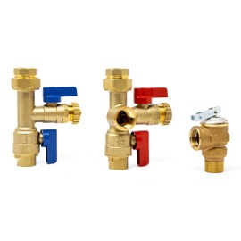 Libra Supply 1 inch Tankless Water Heater Service Valve Kit w/Pressure Relief Valve, Clean Brass Construction. 1'' Isolation Valve Kit for Tankless Water Heater