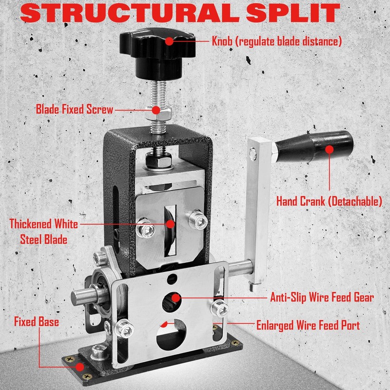Socpuro Manual Wire Stripping Machine for Gauge Wire 0.06-1'', Scrapping